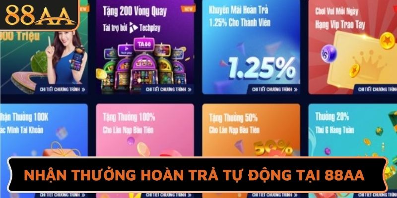 Nhận thưởng hoàn trả tự động tại 88AA
